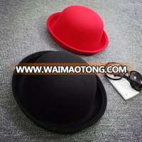 Factory wholesale color available hat women leather belt bowler hat lady winter wool felt hat