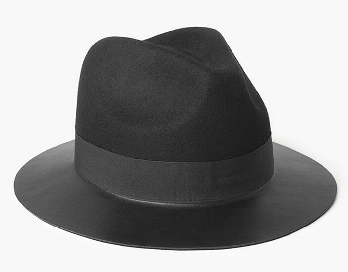 PU Visor Wool Fedora Hat